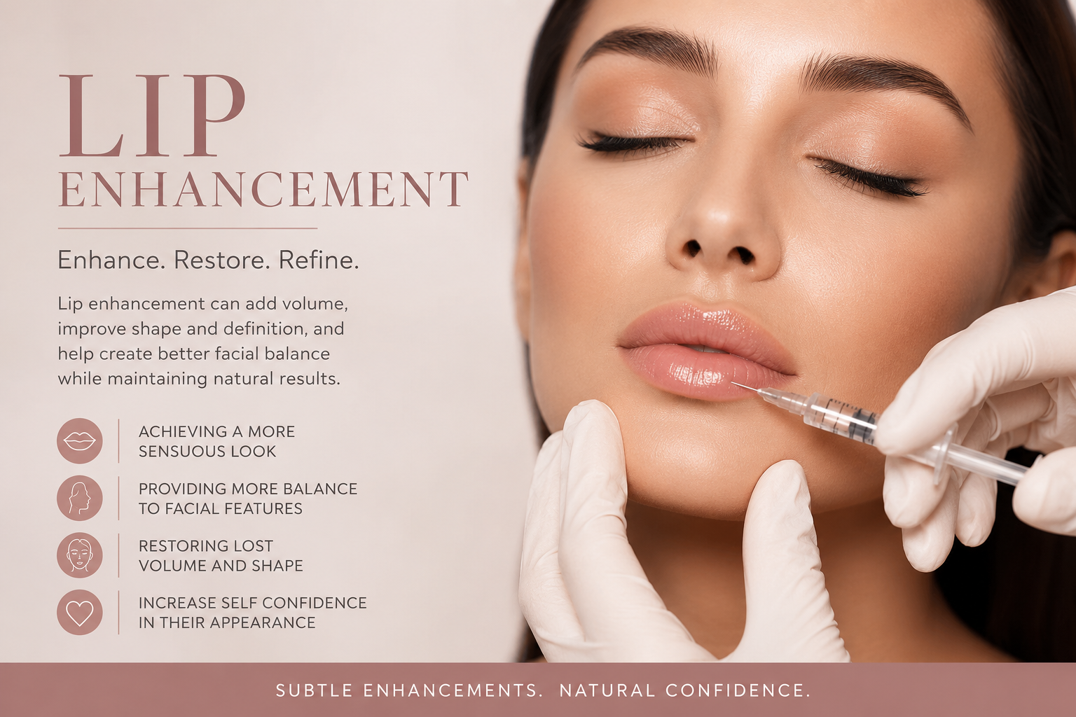Lips being enhanced with fillers